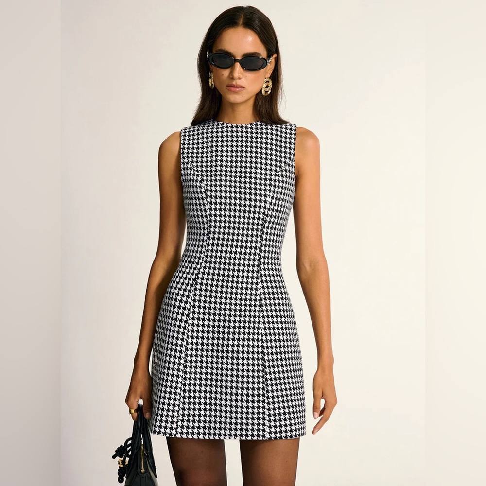 Commense Black and White Houndstooth Dress - Picture 2 of 7